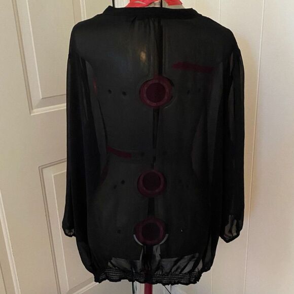 a.n.a. V-neck Boho Long Sleeve Sheer Blouse Women Size 3X - Picture 4 of 6